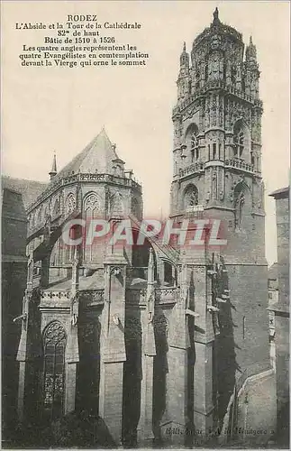 Cartes postales Rodez l'Abside et la Tour de la Cathedrale 82m de Haut Batie de 1510 a 1526