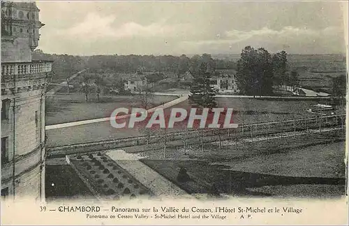 Cartes postales Chambord Panorama sur la Vallee du Cosson L'Hotel St Michel et le Village