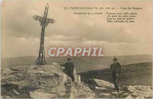 Cartes postales Pierre sur Haute Croix du Sommet Inscription de la Croix Passant vers cette pierre Au pied de ce