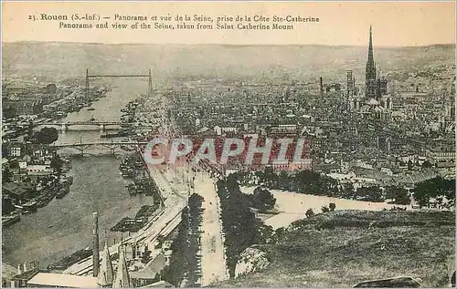 Ansichtskarte AK Rouen (S Inf) Panorama et vue de la Seine prise de la Cote Ste Catherine