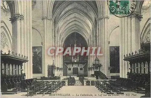 Cartes postales Montpellier La Cathedrale la Nef vue du Ch�ur Orgue