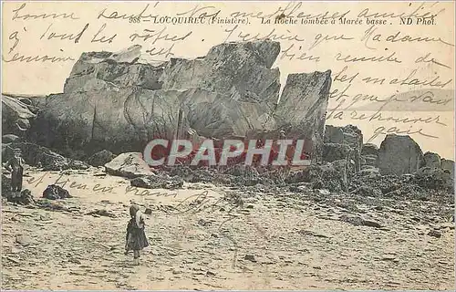 Cartes postales Locquirec (Finistere) La Roche tombee a Maree basse Enfants