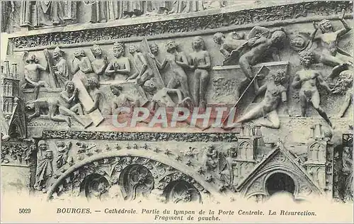 Cartes postales Bourges Cathedrale Partie de tympan de la Porte Centrale La Resurection Fragment de gauche