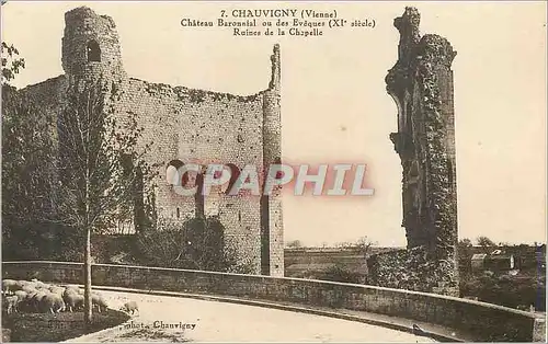 Cartes postales Chauvigny (Vienne) Chateau Baronnial ou des Eveques (XIe siecle) Ruines de la Chapelle