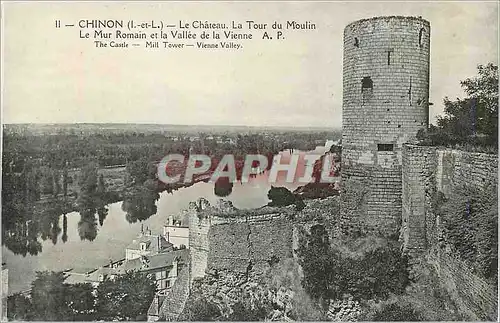 Ansichtskarte AK Chinon (I et L) Le Chateau La Tour du Moulin Le Mur Romain et la Vallee de la Vienne