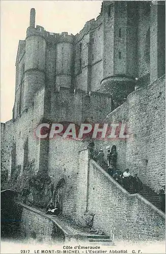 Cartes postales Le Mont St Michel L'Escalier Abbatial Cote d'Emeraude