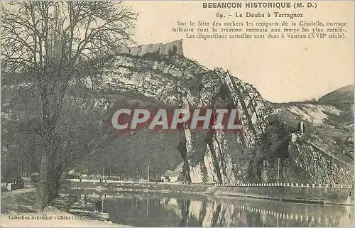 Ansichtskarte AK Besancon historique (M D) Le Doubs a Tarragonz sur le fait des rochers les remparts de la Citade