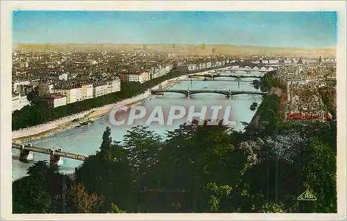 Moderne Karte Lyon Perspective des ponts sur le Rhone