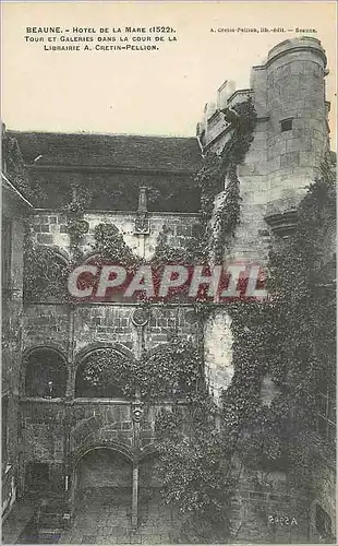 Cartes postales Beaune Hotel de la Mare (1522) Tour et Galeries dans la cour de la Librairie A Cretin Pellion