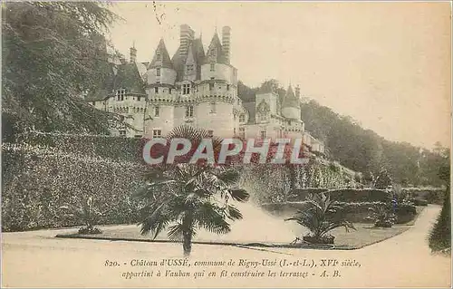 Cartes postales Chateau d'Usse Commune de Rigny Usee (I et L) XVIe siecle appartint a Vauban qui en fil construi