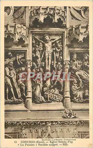 Cartes postales Conches (Eure) Eglise Sainte Foy (La Passion) Retable sculpte