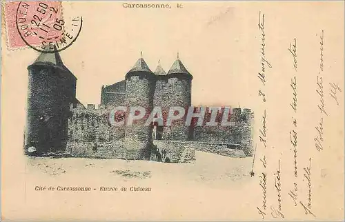 Cartes postales Carcassonne Cite de Carcassonne Entree du Ch�teau (carte 1900)