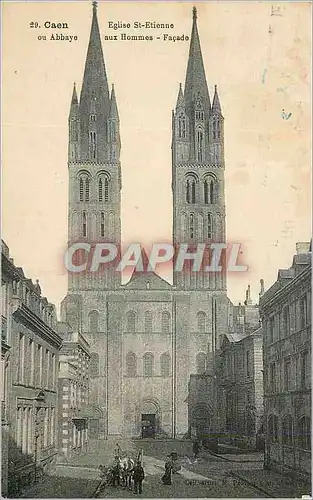 Cartes postales Caen Eglise St Etienne ou Abbaye au Hommes Facade Attelage Cheval