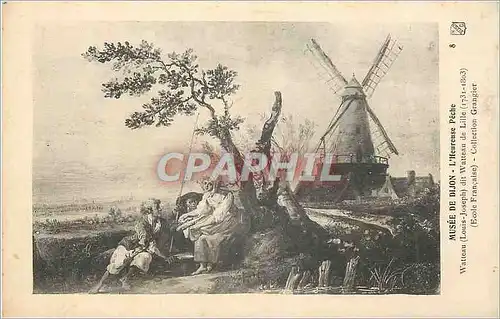 Cartes postales Musee de Dijon L'Heureuse Peche Watteau (Louis Joseph) di Watteau de Lille (1731 1803)(Ecole Fra