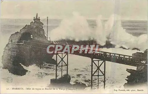 Cartes postales Biarritz Effet de vague en Rocher de la Vierge (Tempete)