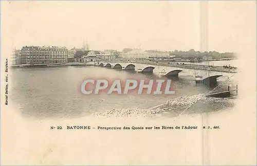 Cartes postales Bayonne Perspective des Quais sur les Rives de l'Adour (carte 1900)