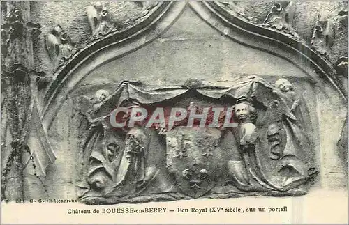 Cartes postales Chateau de Bouesse en Berry Ecu Royal (XVe siecle) sur un portail
