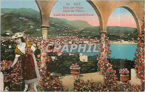 Cartes postales Nice Bale des Anges entre les Fleurs Angels Bay in scen Between the flowers