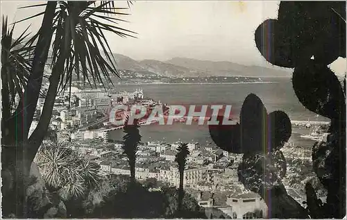 Moderne Karte Principaute de Monaco Vue sur le Port Monte Carlo le cap Martin prise du jardin exotique