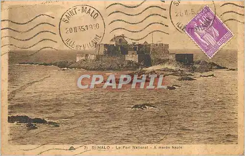 Cartes postales St Malo Le Fort National A maree haute