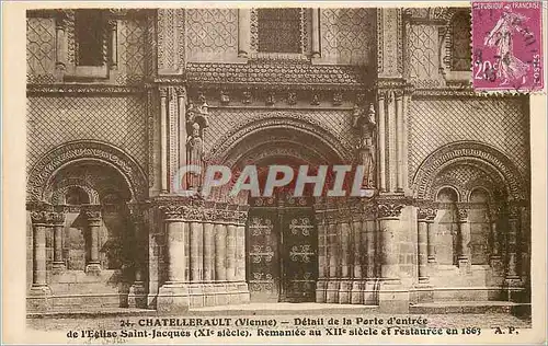 Cartes postales Chatelleraut (Vienne) Detail de la Porte d'entree de l'Eglise Saint Jacques (XIe siecle) Remanie