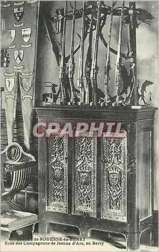 Cartes postales Chateau de Bouesse en Berry Ecus des Compagnons de Jeanne d'Arc en Berry Fusils Chasse