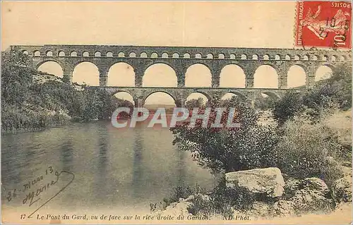 Cartes postales Le Pont du Gard vu de face sur la rive droite du Gardon