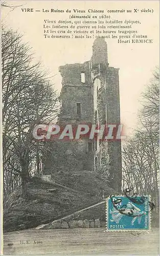 Ansichtskarte AK Vire Les Ruines du Vieux Chateau construit au Xe siecle (Demantele en 1630) Vieux donjon qui con