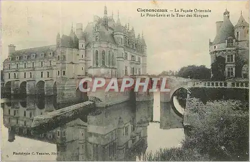 Cartes postales Chenonceaux La Facade Orientale Le Pont Levis et la Tour des Marques