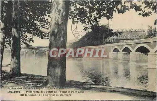 Cartes postales Toulouse Panorama des Ponts de Tounis et Pont Neuf sur la Garonne (Vue prise du Ramier)