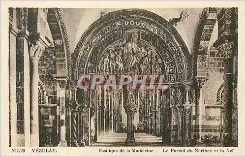 Ansichtskarte AK Vezelay Basilique de la Madeleine Le Portail du Narthex et la Nef