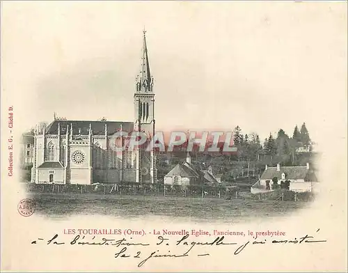 Cartes postales Les Tourailles (Orne) La Nouvelle Eglise L'ancienne le presbytere