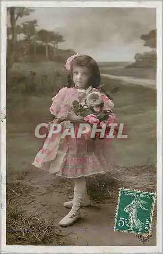 Cartes postales Enfant Jeune fille Fleurs