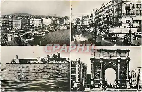 Moderne Karte Marseille Vue sur le vieux Port La Canebiere Le Chateau d'If La Ported'Aix