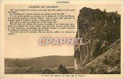 Moderne Karte L'Auvergne Legende de Chambon Une jeune bergere des environs aussi sage que belle gardait sa ver