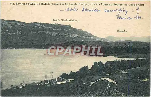 Cartes postales Environs d'Aix les Bains (Savoie) Le Lac du Bourget vu de la Route du Bourget au Col du Chat