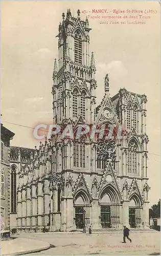 Cartes postales Nancy Eglise St Pierre (1885) Facade surmontee de deux Tours don l'une est inachevee