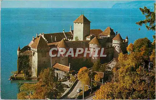 Moderne Karte Chateau de Chillon pres Montreux