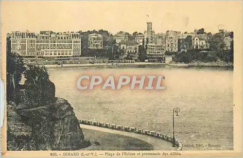 Cartes postales Dinard (I et V) Plage de l'Ecluse et promenade des Allies