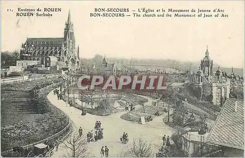 Cartes postales Environs de Rouen Surbubs Bon Secours L'Eglise et le Monument de Jeanne d'Arc