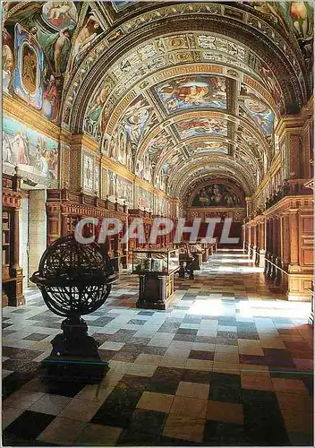 Cartes postales moderne The main Hall of the Library Frescoes by Pellegrino Tabaidi Sheives on Indian Wood Based on a Ju