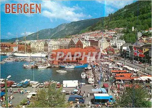 Cartes postales moderne Bergen View of the Harbour and the Market Place