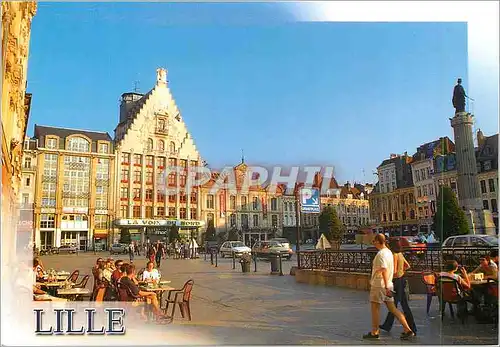 Moderne Karte Lille (Nord) La Grand Place (Place du General de Gaulle) La Colonne et la Statue de la Deesse Pe
