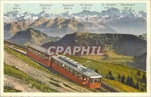 Moderne Karte Rigi Kulm 1800 m u M mit Rigi Scheidegg und den Glarner und Urneralpen Train Funiculaire