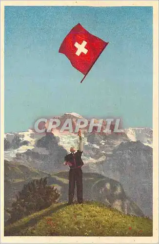 Cartes postales moderne Fahnenschwinger mit Jungfrau