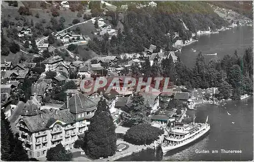 Moderne Karte Gunten am Thunersee Bateau