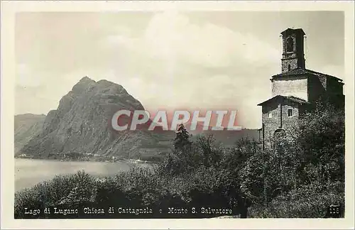 Moderne Karte Lago di Lugano Chiesa di Castagnola e Monte S Salvatore