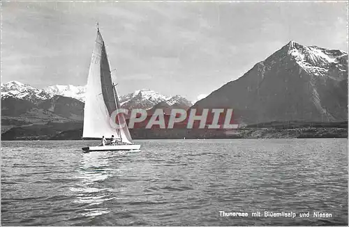 Moderne Karte Thunersee mit Bluemlisalp und Niesen Bateau