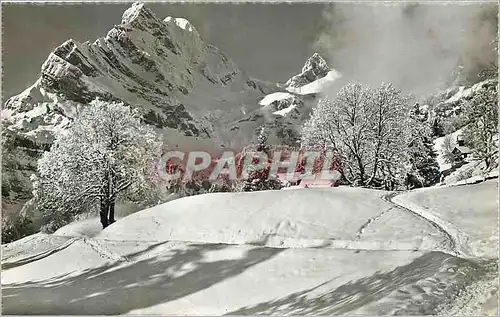 Moderne Karte Braunwald 1300 am Hohenweg gegen Ortskock 2720 m u Hoher Turm 2669 m