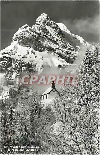 Cartes postales moderne Winter auf Braunwald Kirchbli mit Ortskock